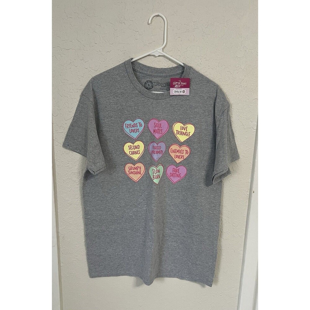 Target x Out of Print Sweet Tropes Conversation Hearts-Unisex Shirt, L
